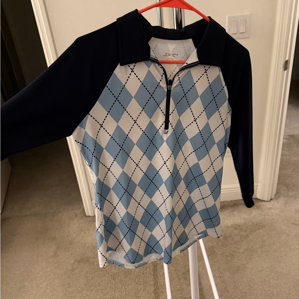 Jofit Blue Argyle 3/4 Sleeve Top